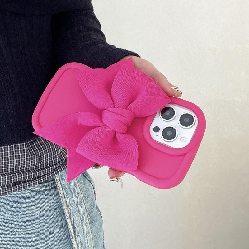 Cute Bow Decor Phone Case, Anti-Slip & Anti-Drop Phone Protective Cover, Shockproof Phone Accessories Compatible with Iphone 16 15 14 13 12 11 & Samsung S21-S25 Pro plus FE Ultra, Cellphone Protector