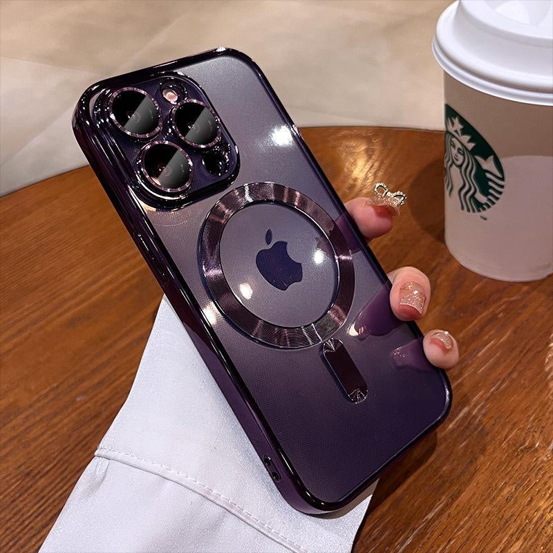 Plating Soft TPU Full Lens Protect Case for Iphone 16 15 14 13 12 11 Pro Max plus Magsafe Magnetic Wireless Charging Clear Cover