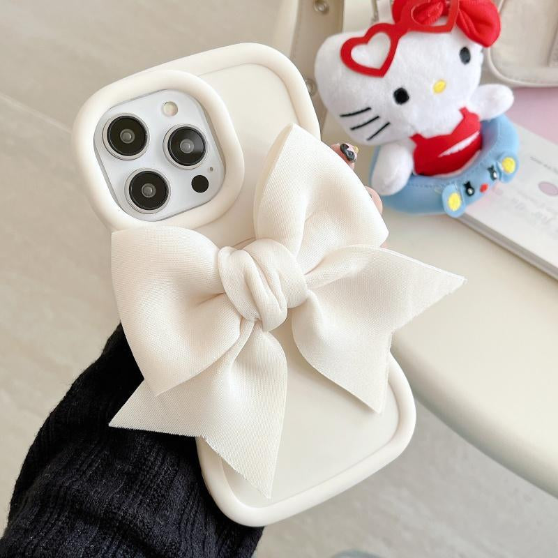 Cute Bow Decor Phone Case, Anti-Slip & Anti-Drop Phone Protective Cover, Shockproof Phone Accessories Compatible with Iphone 16 15 14 13 12 11 & Samsung S21-S25 Pro plus FE Ultra, Cellphone Protector