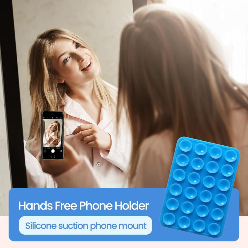 2 Pack Silicone Suction Phone Case Mount, Non Slip Sticky Phone Grip for Cellphone, Silicon Adhesive Suction Cup Phone Mount, Strong Grip Holder for Selfies & Videos
