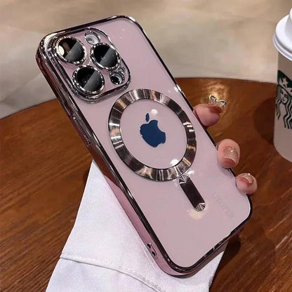 Plating Soft TPU Full Lens Protect Case for Iphone 16 15 14 13 12 11 Pro Max plus Magsafe Magnetic Wireless Charging Clear Cover