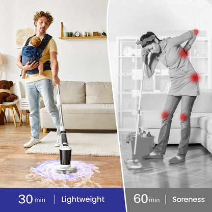 【Live Only】Pkbd Electric Spin Scrubber with Long Handle, Adjustable Arm, 6 Replaceable Brush Heads for Bathroom,Kitchen, Tile, Home Cleaning Supplies,Rechargeable