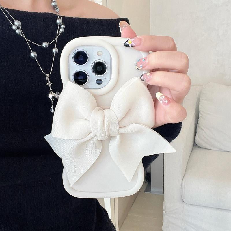 Cute Bow Decor Phone Case, Anti-Slip & Anti-Drop Phone Protective Cover, Shockproof Phone Accessories Compatible with Iphone 16 15 14 13 12 11 & Samsung S21-S25 Pro plus FE Ultra, Cellphone Protector