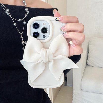 Cute Bow Decor Phone Case, Anti-Slip & Anti-Drop Phone Protective Cover, Shockproof Phone Accessories Compatible with Iphone 16 15 14 13 12 11 & Samsung S21-S25 Pro plus FE Ultra, Cellphone Protector