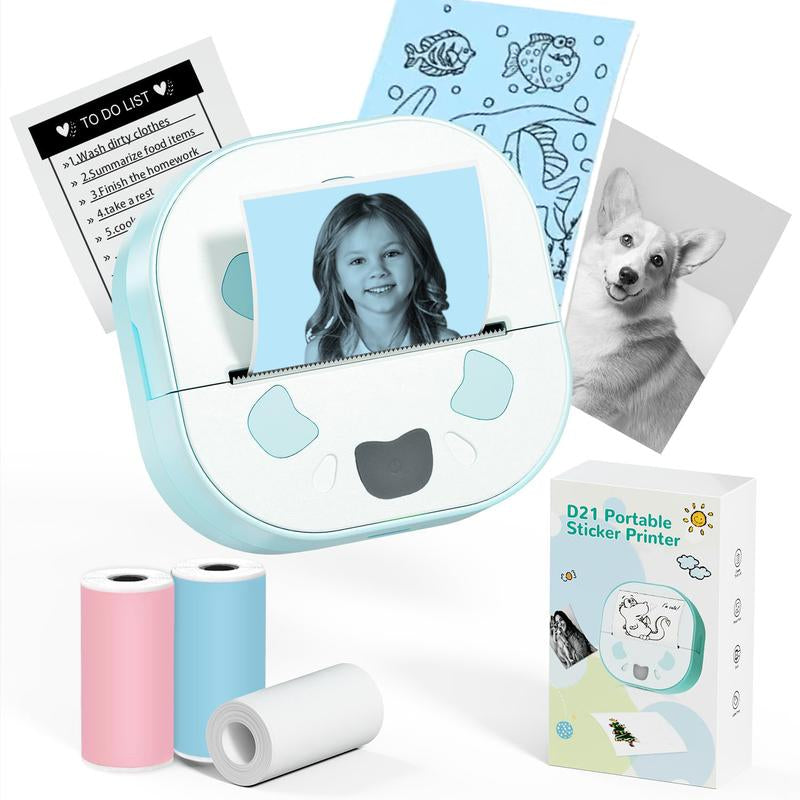 Sticker Printer, Printpods Mini Printer, Bluetooth Portable Sticker Maker with 3 Rolls Paper, Print Pod Inkless Thermal Printers for Iphone, Impresora Portátil for Notes, Journal, DIY, Kids Gift