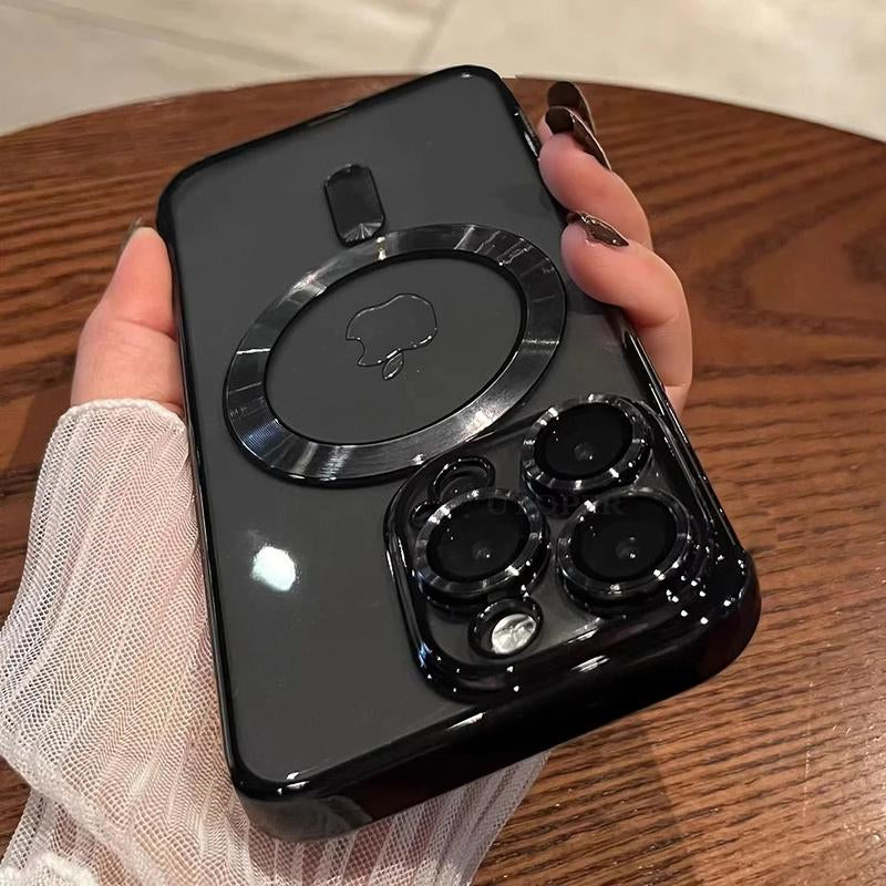 Plating Soft TPU Full Lens Protect Case for Iphone 16 15 14 13 12 11 Pro Max plus Magsafe Magnetic Wireless Charging Clear Cover