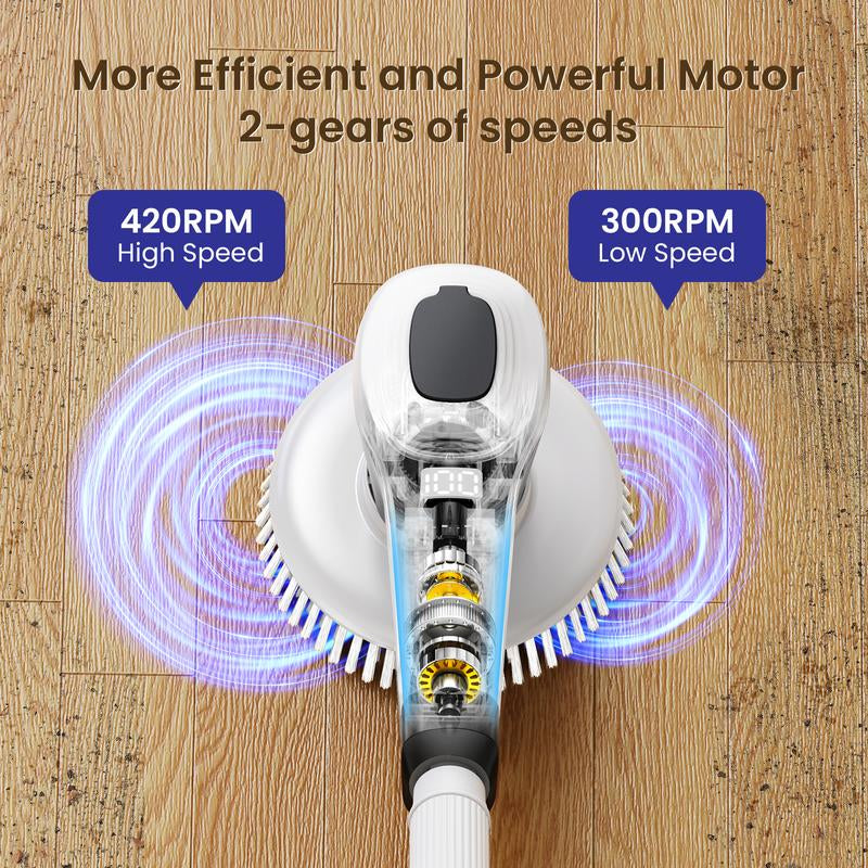 【Live Only】Pkbd Electric Spin Scrubber with Long Handle, Adjustable Arm, 6 Replaceable Brush Heads for Bathroom,Kitchen, Tile, Home Cleaning Supplies,Rechargeable
