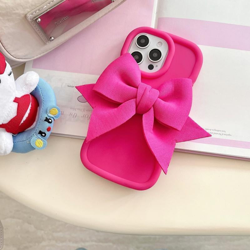 Cute Bow Decor Phone Case, Anti-Slip & Anti-Drop Phone Protective Cover, Shockproof Phone Accessories Compatible with Iphone 16 15 14 13 12 11 & Samsung S21-S25 Pro plus FE Ultra, Cellphone Protector