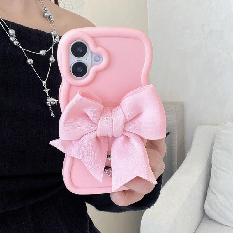 Cute Bow Decor Phone Case, Anti-Slip & Anti-Drop Phone Protective Cover, Shockproof Phone Accessories Compatible with Iphone 16 15 14 13 12 11 & Samsung S21-S25 Pro plus FE Ultra, Cellphone Protector
