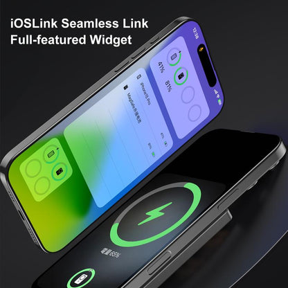 Magnetic Magsafe Wireless Power Bank 15W USB-C Fast Charging 5000Mah Ultra Slim 0.35 Inches Card-Style Portable Charger Battery Pack with Type-C Cable Compatible with Iphone and Android Smartphones Watch Wireless Headphones with Aluminum Metallic Texture