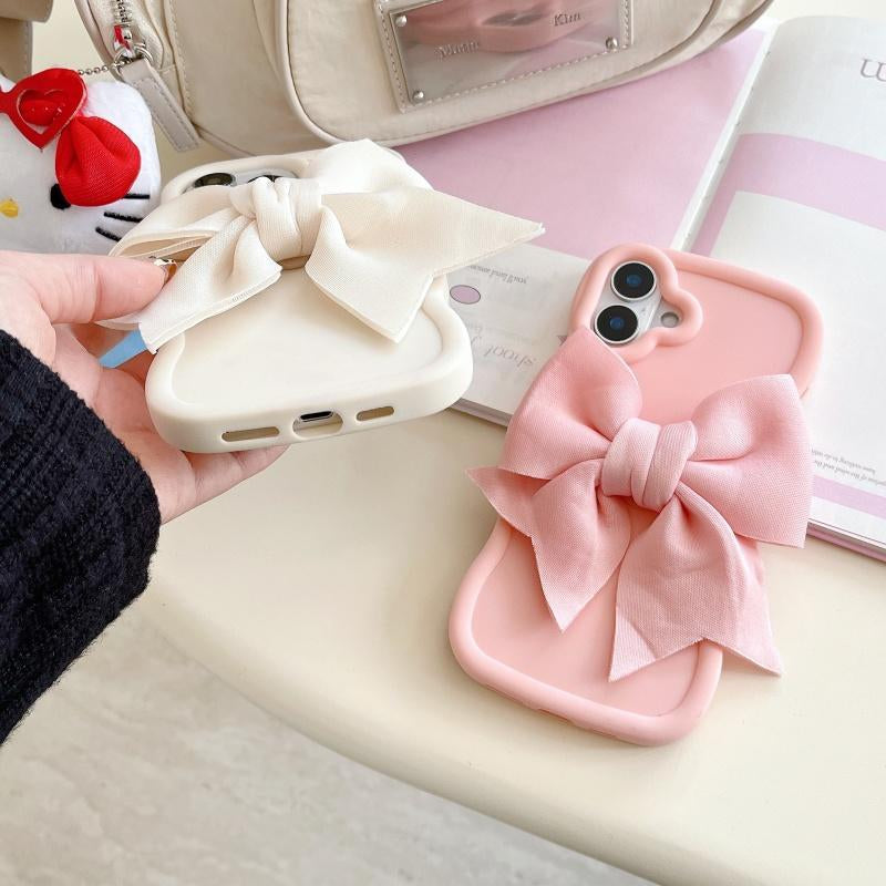 Cute Bow Decor Phone Case, Anti-Slip & Anti-Drop Phone Protective Cover, Shockproof Phone Accessories Compatible with Iphone 16 15 14 13 12 11 & Samsung S21-S25 Pro plus FE Ultra, Cellphone Protector