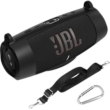 For JBL Charge 5 Wireless Bluetooth Speaker Case Soft Silicone Cover Skin with Strap Carabiner Speaker Bag