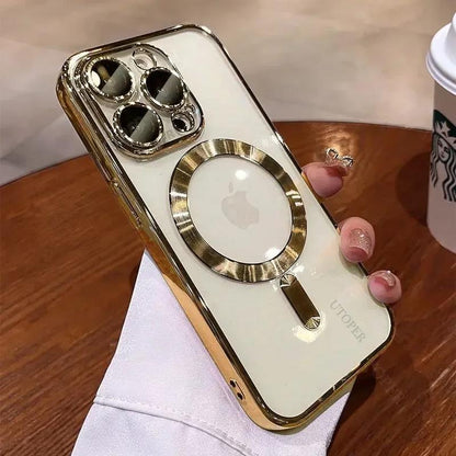 Plating Soft TPU Full Lens Protect Case for Iphone 16 15 14 13 12 11 Pro Max plus Magsafe Magnetic Wireless Charging Clear Cover
