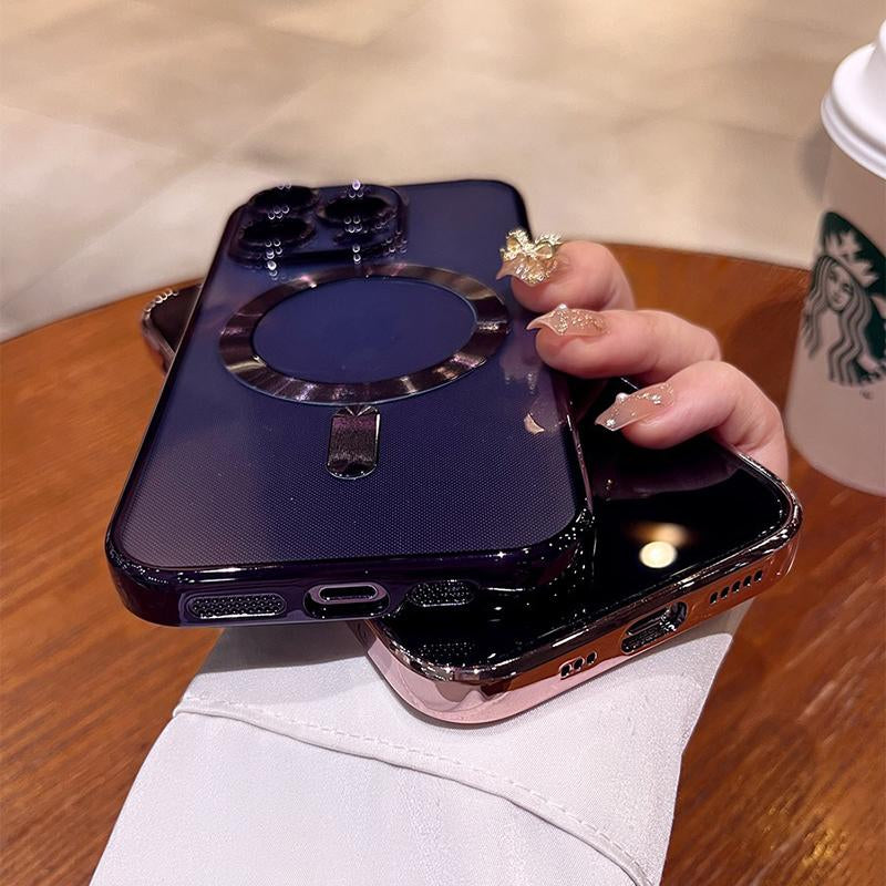 Plating Soft TPU Full Lens Protect Case for Iphone 16 15 14 13 12 11 Pro Max plus Magsafe Magnetic Wireless Charging Clear Cover